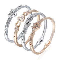 12 Styles Love Heart Bracelets Screw Bangles Women Stainless Steel Bracelet Bangle Inlay Rhinestone Gold Silver Jewelry Gift